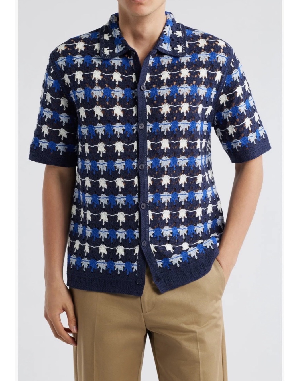 Wax London Porto Splash Crochet Camp Shirt